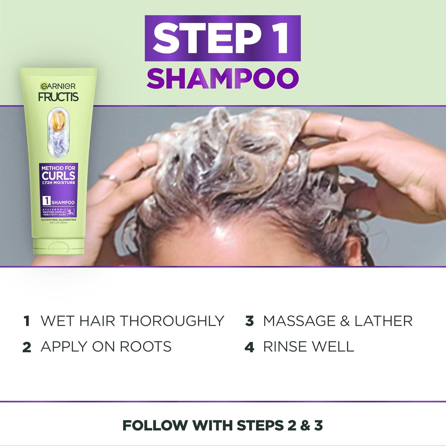 Garnier Fructis Method for Curls Mascarilla Capilar Rellenadora de Humedad para Cabello Rizado con hasta 13% de Complejo de Hialurónico, Diseñada y Probada para Rizos y Espirales 2C a 4C, 12.5 fl oz - imagen 3