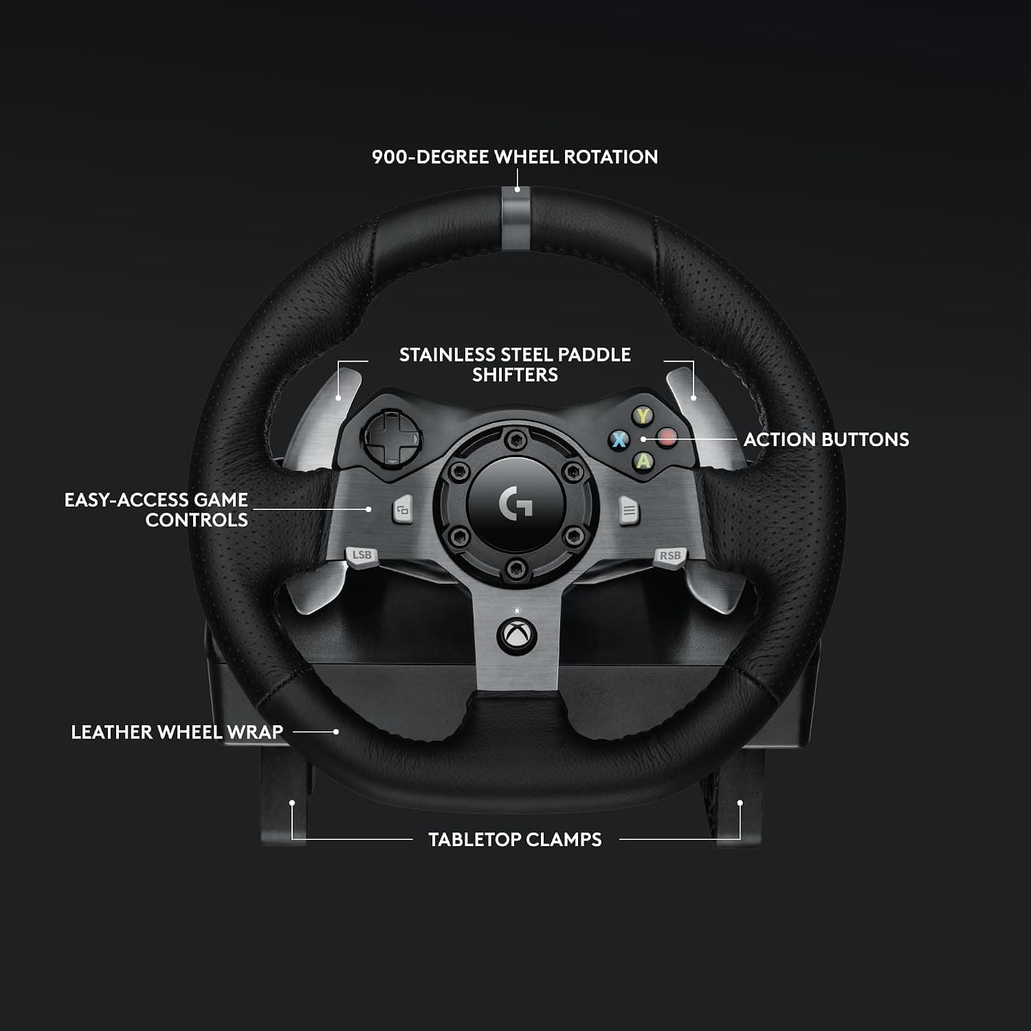 Volante y pedales Logitech G920 Driving Force con Feedback + palanca de cambios G - Xbox Series X|S, One y PC, Mac - Negro - imagen 4
