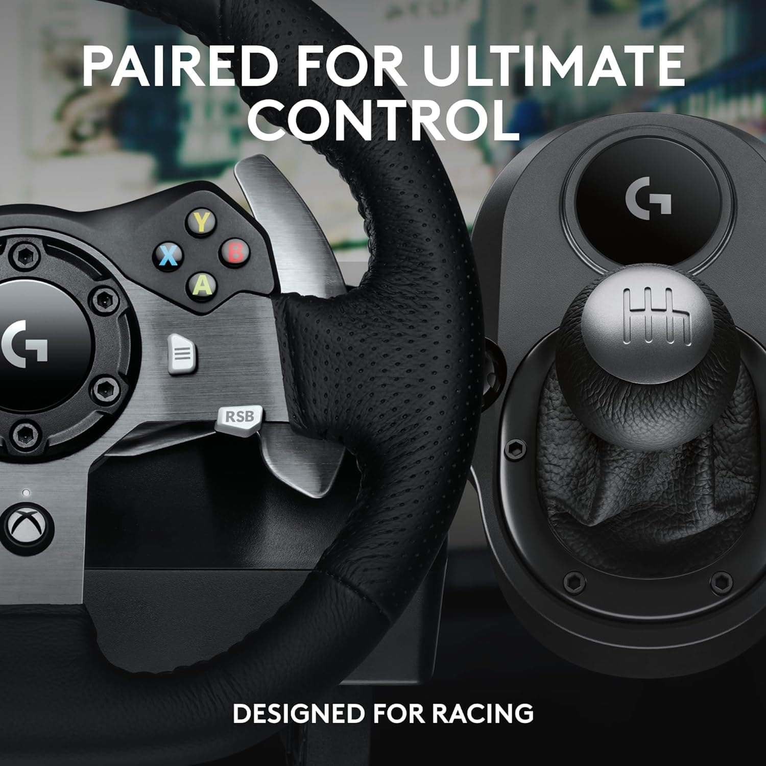 Volante y pedales Logitech G920 Driving Force con Feedback + palanca de cambios G - Xbox Series X|S, One y PC, Mac - Negro - vista alternativa