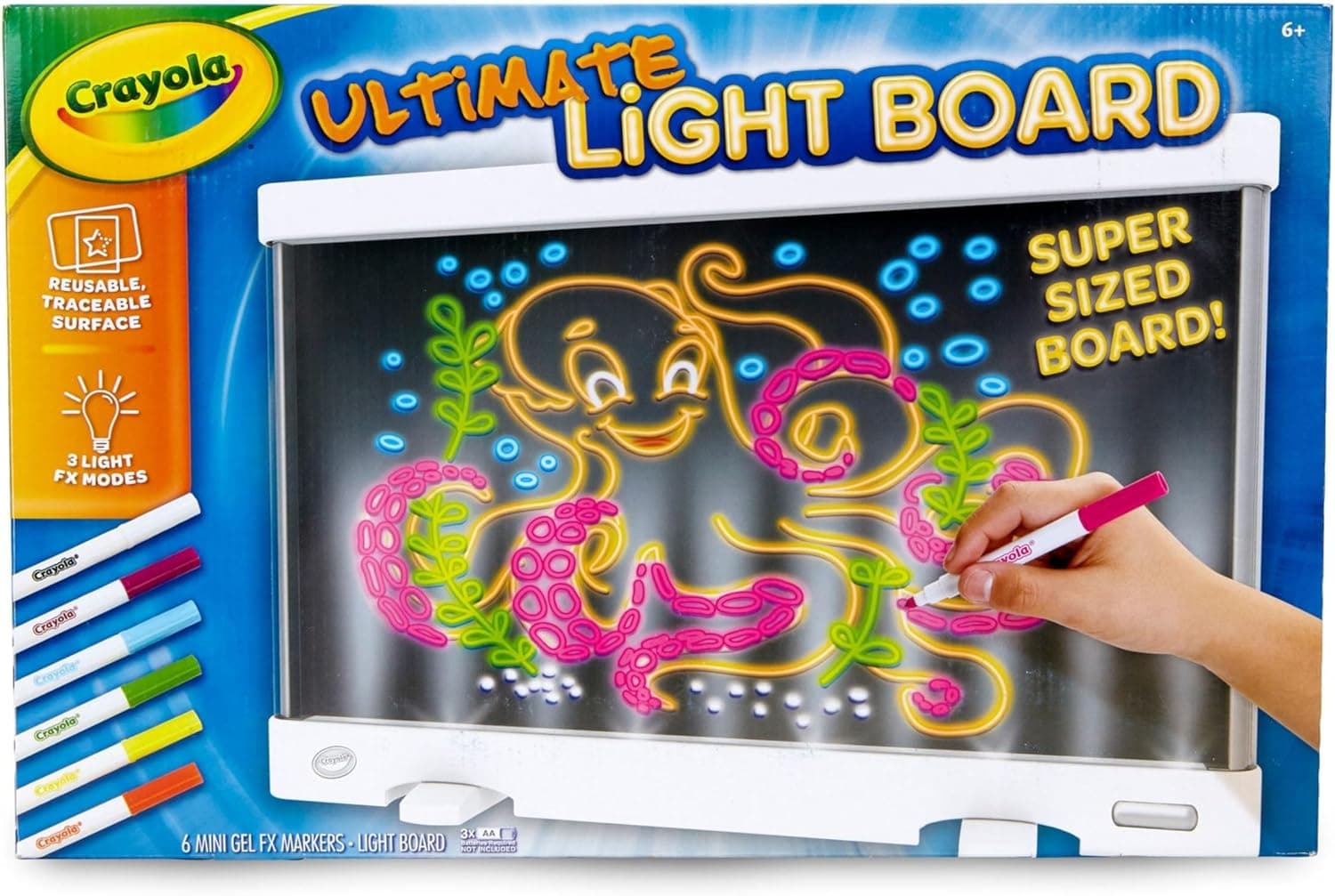 Crayola Ultimate Light Board - Blanco, tableta de dibujo para niños, regalos para niños, tablero de dibujo LED, proyector de arte para dibujar, juguetes para niños y niñas, 6+ - vista alternativa