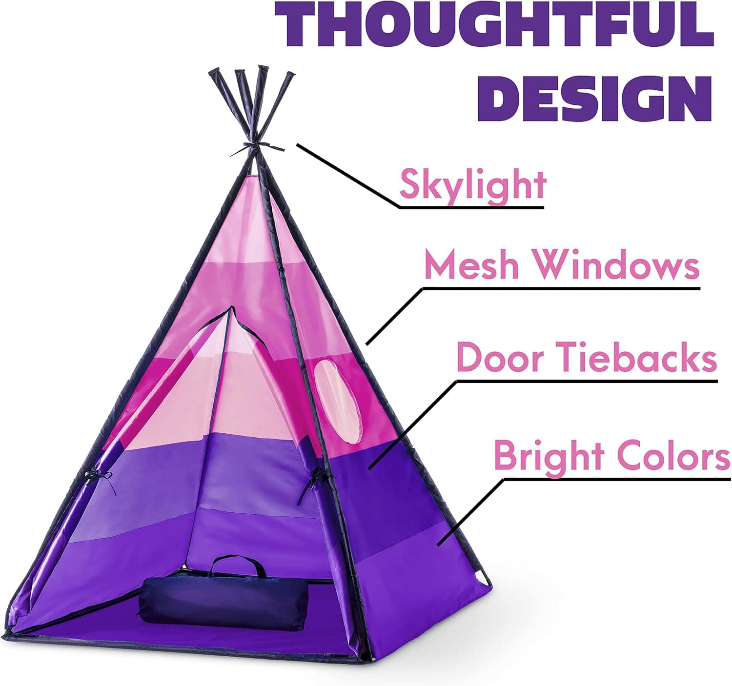 USA Toyz Happy Hut Teepee Tent para Niños - Tiendas de Juego Pop Up Interiores para Niños, Niñas, Pequeños con Bolsa de Almacenamiento Portátil (Rosa) - imagen 5