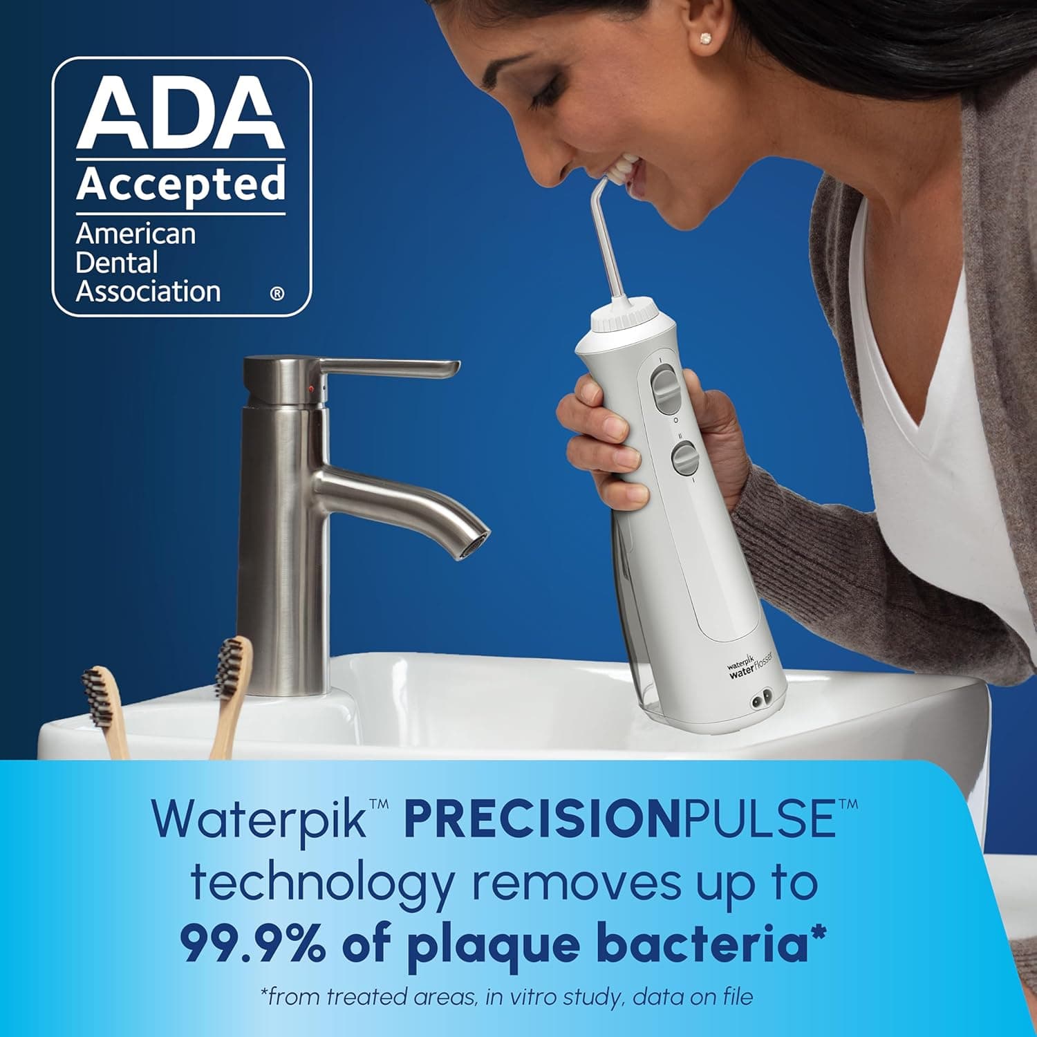 Waterpik Cordless Pearl y Sensonic Cepillo de Dientes Eléctrico Recargable y Combinación de Irrigador Bucal, Cuidado Dental Completo para Dientes, Encías, Frenillos y Viajes – Aceptado por la ADA, Blanco - imagen 2