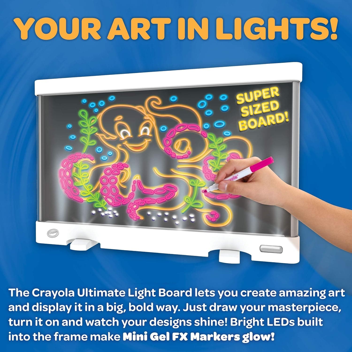 Crayola Ultimate Light Board - Blanco, tableta de dibujo para niños, regalos para niños, tablero de dibujo LED, proyector de arte para dibujar, juguetes para niños y niñas, 6+ - imagen 3