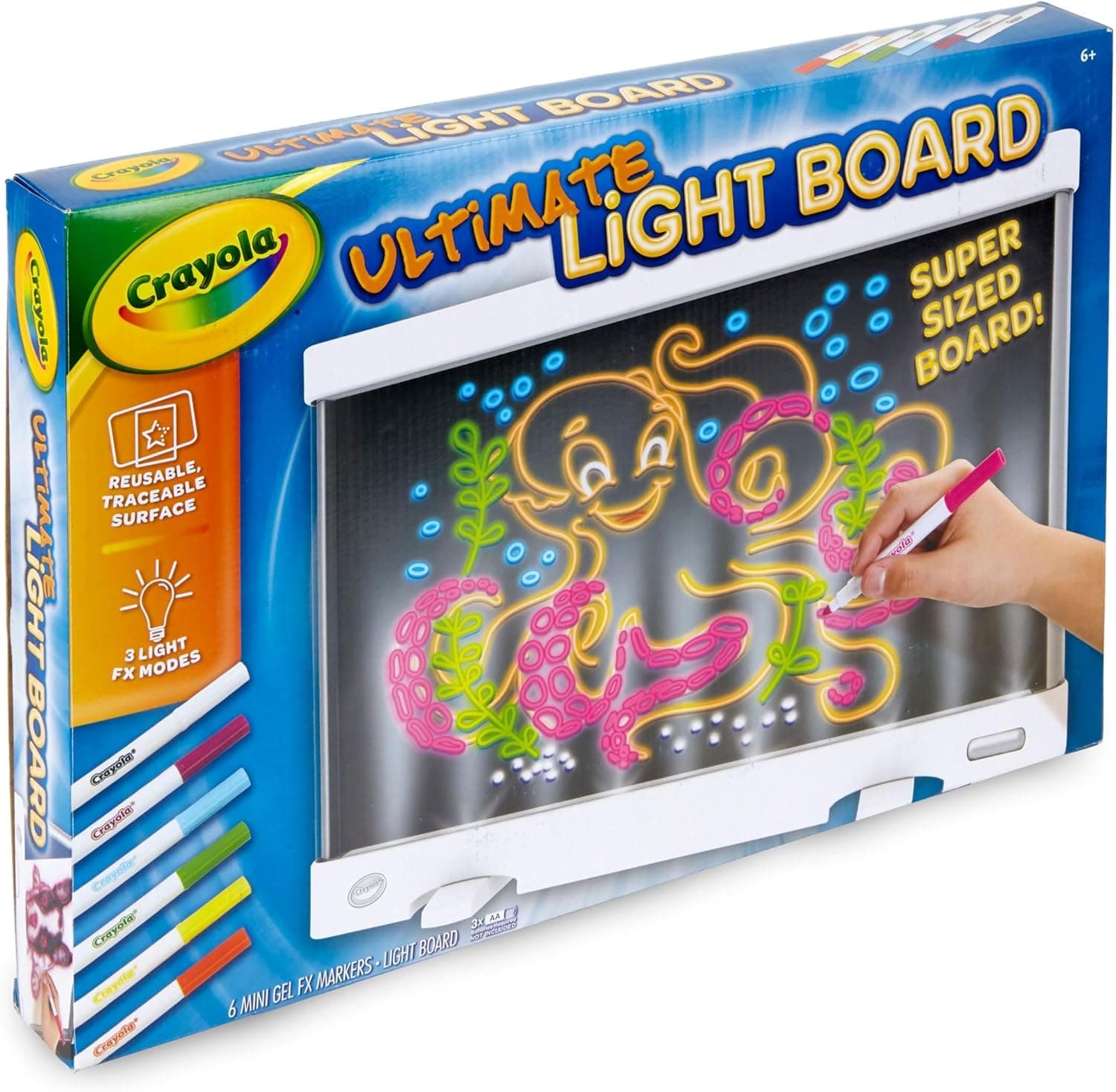 Crayola Ultimate Light Board - Blanco, tableta de dibujo para niños, regalos para niños, tablero de dibujo LED, proyector de arte para dibujar, juguetes para niños y niñas, 6+ - imagen 2