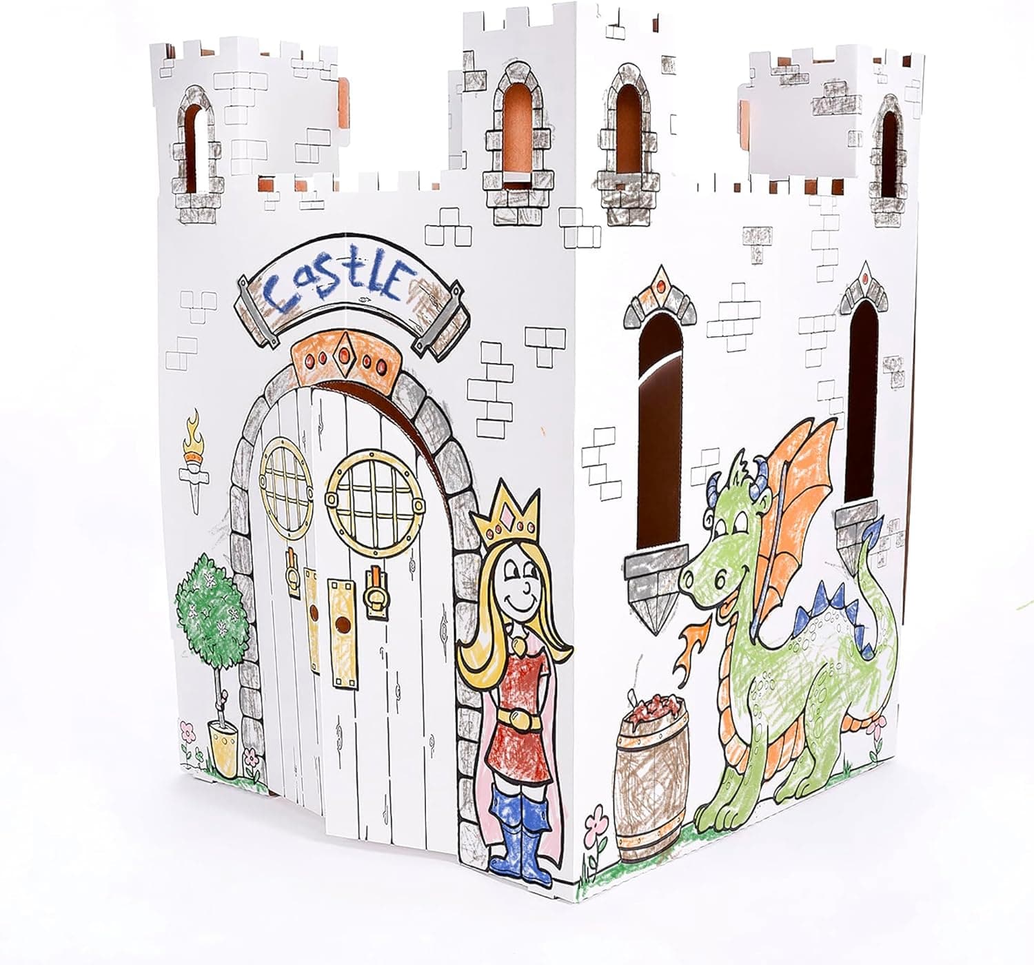 Castillo de cuento de hadas de cartón Easy Playhouse - Fuerte para que los niños coloreen y dibujen - imagen 4