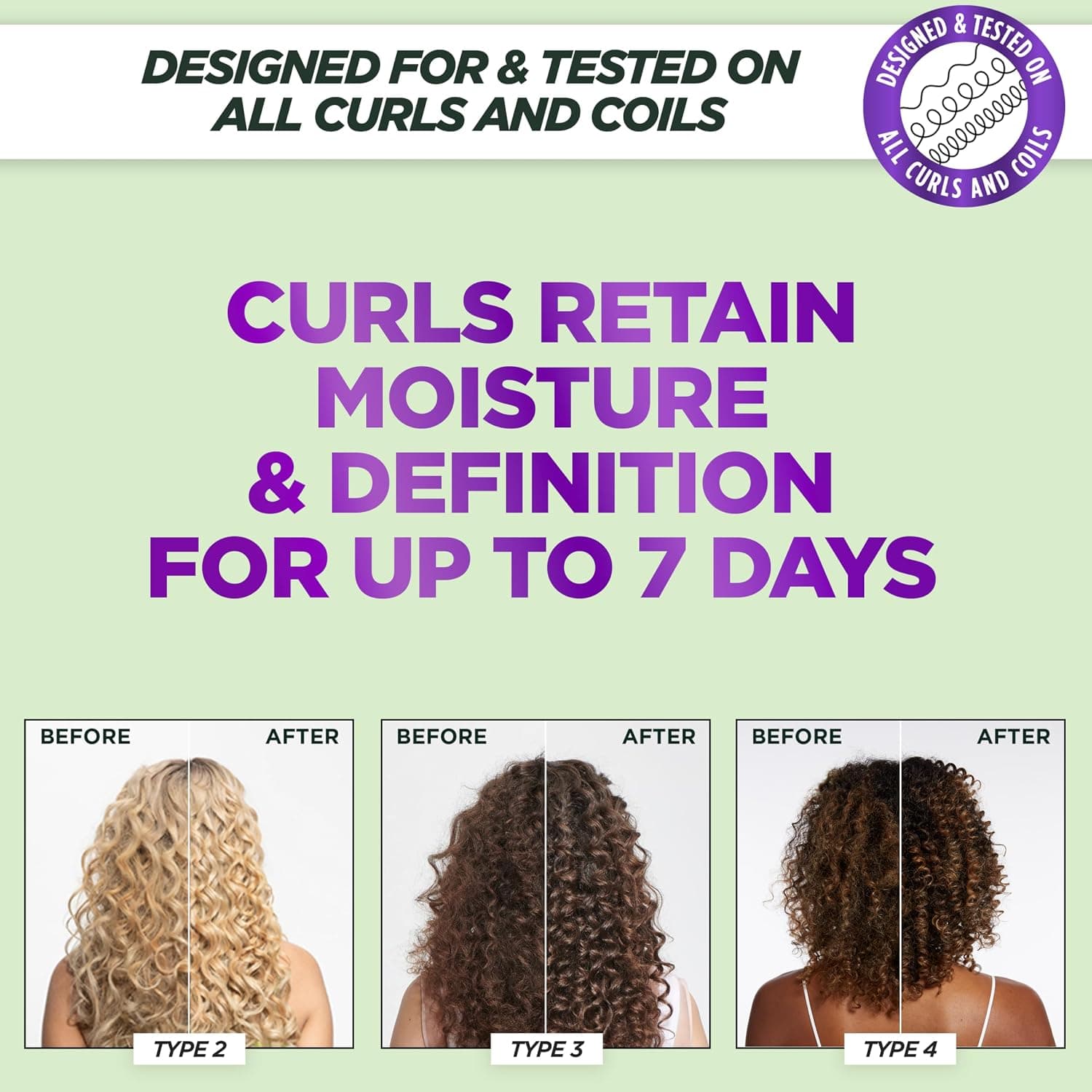 Garnier Fructis Method for Curls Mascarilla Capilar Rellenadora de Humedad para Cabello Rizado con hasta 13% de Complejo de Hialurónico, Diseñada y Probada para Rizos y Espirales 2C a 4C, 12.5 fl oz - vista alternativa