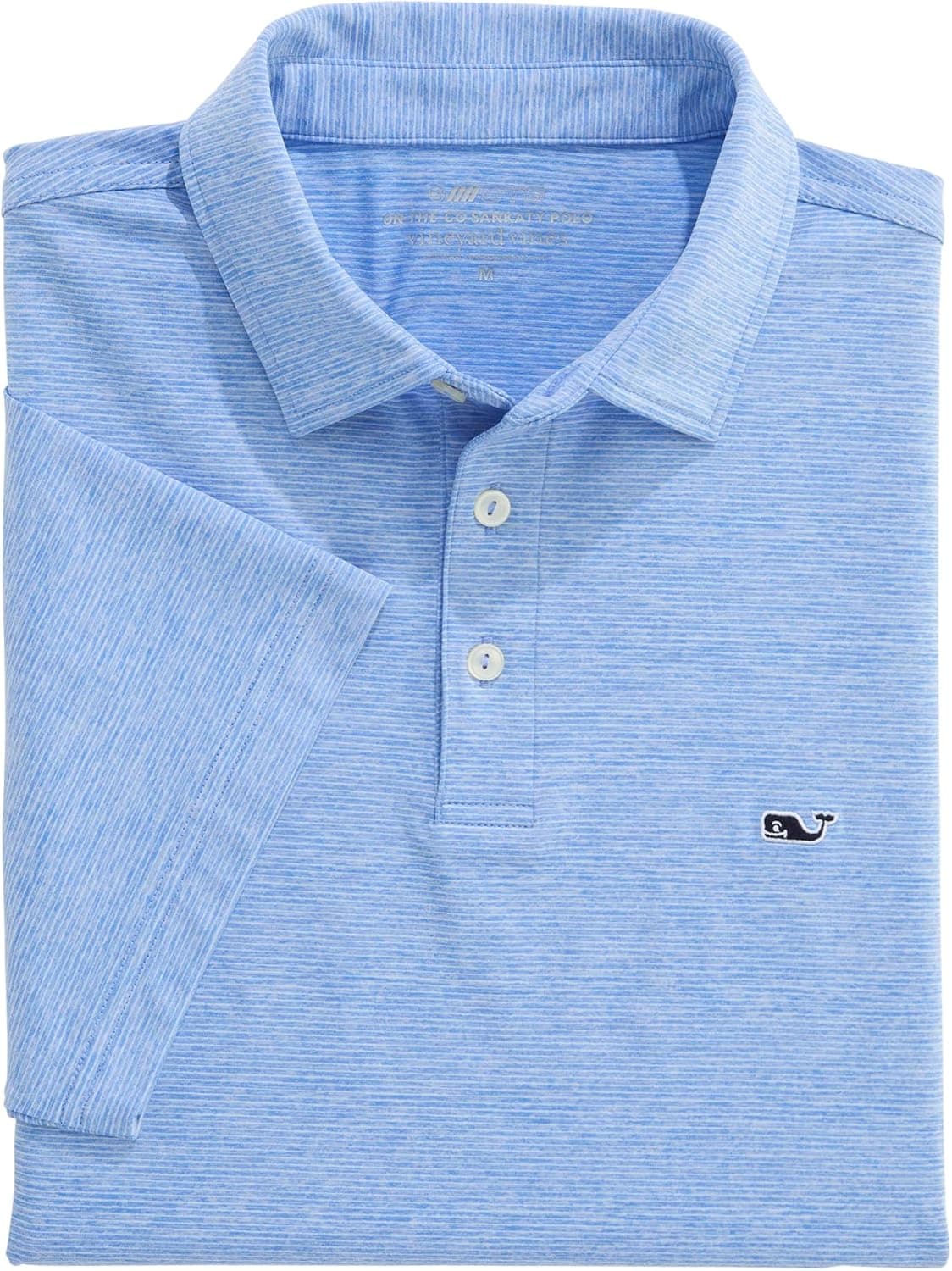 vineyard vines Polo de rendimiento St. Jean Stripe Sankaty para hombre, Breaker Blue, L