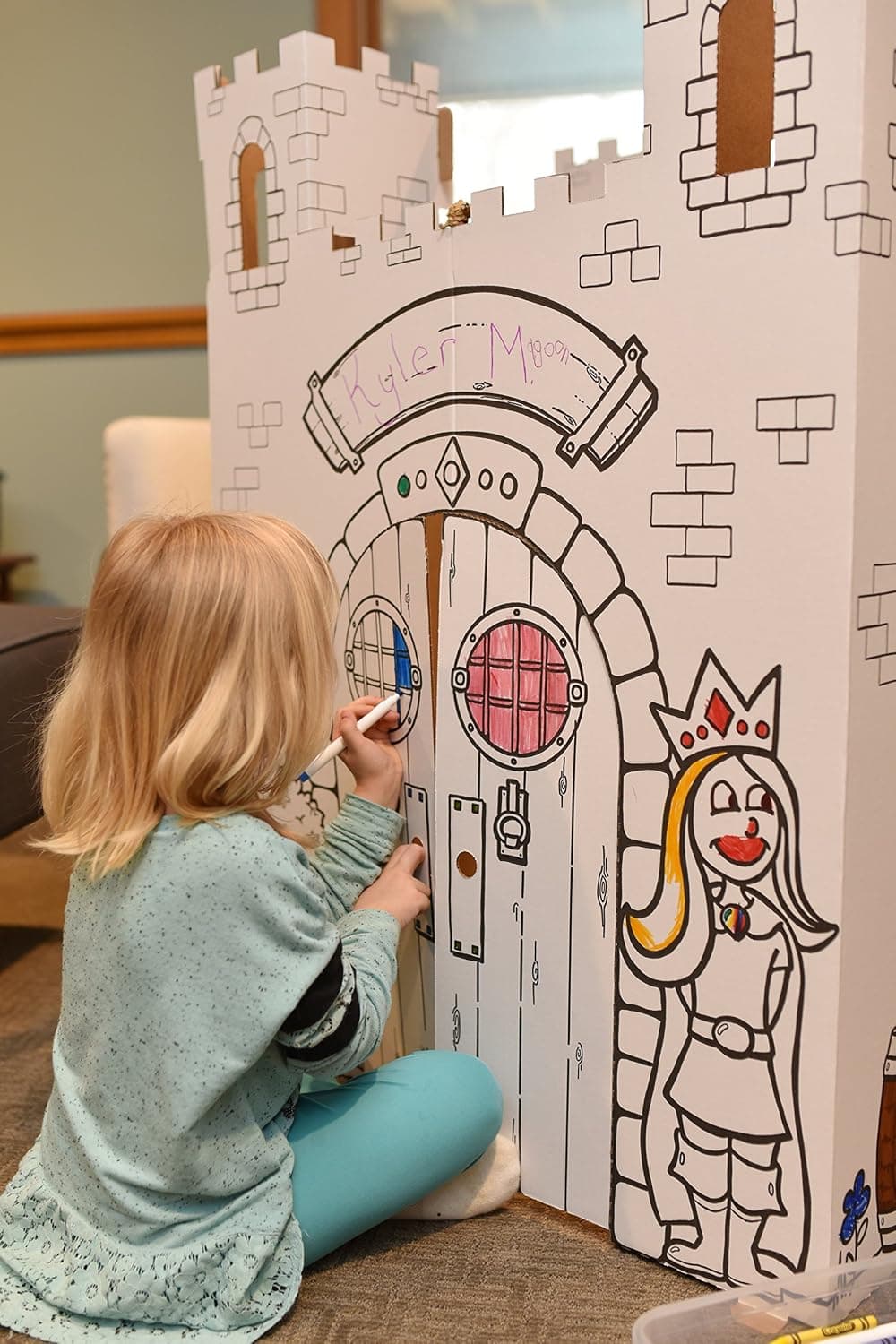 Castillo de cuento de hadas de cartón Easy Playhouse - Fuerte para que los niños coloreen y dibujen - imagen 6
