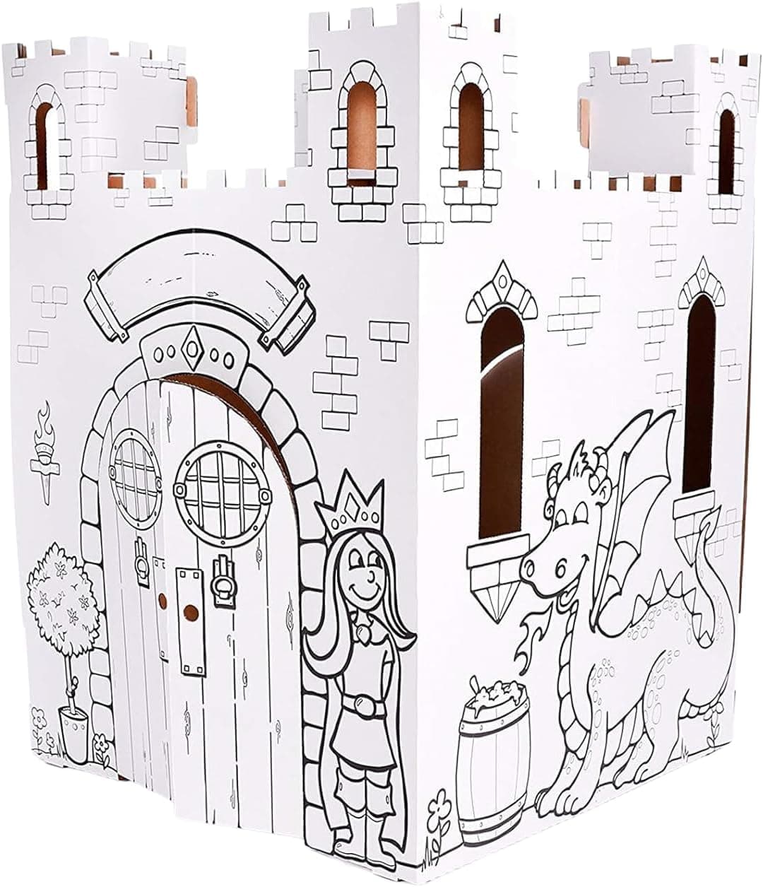 Castillo de cuento de hadas de cartón Easy Playhouse - Fuerte para que los niños coloreen y dibujen