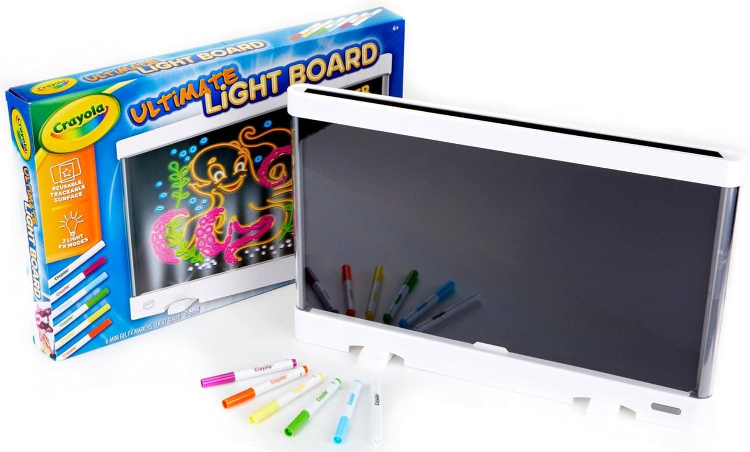 Crayola Ultimate Light Board - Blanco, tableta de dibujo para niños, regalos para niños, tablero de dibujo LED, proyector de arte para dibujar, juguetes para niños y niñas, 6+