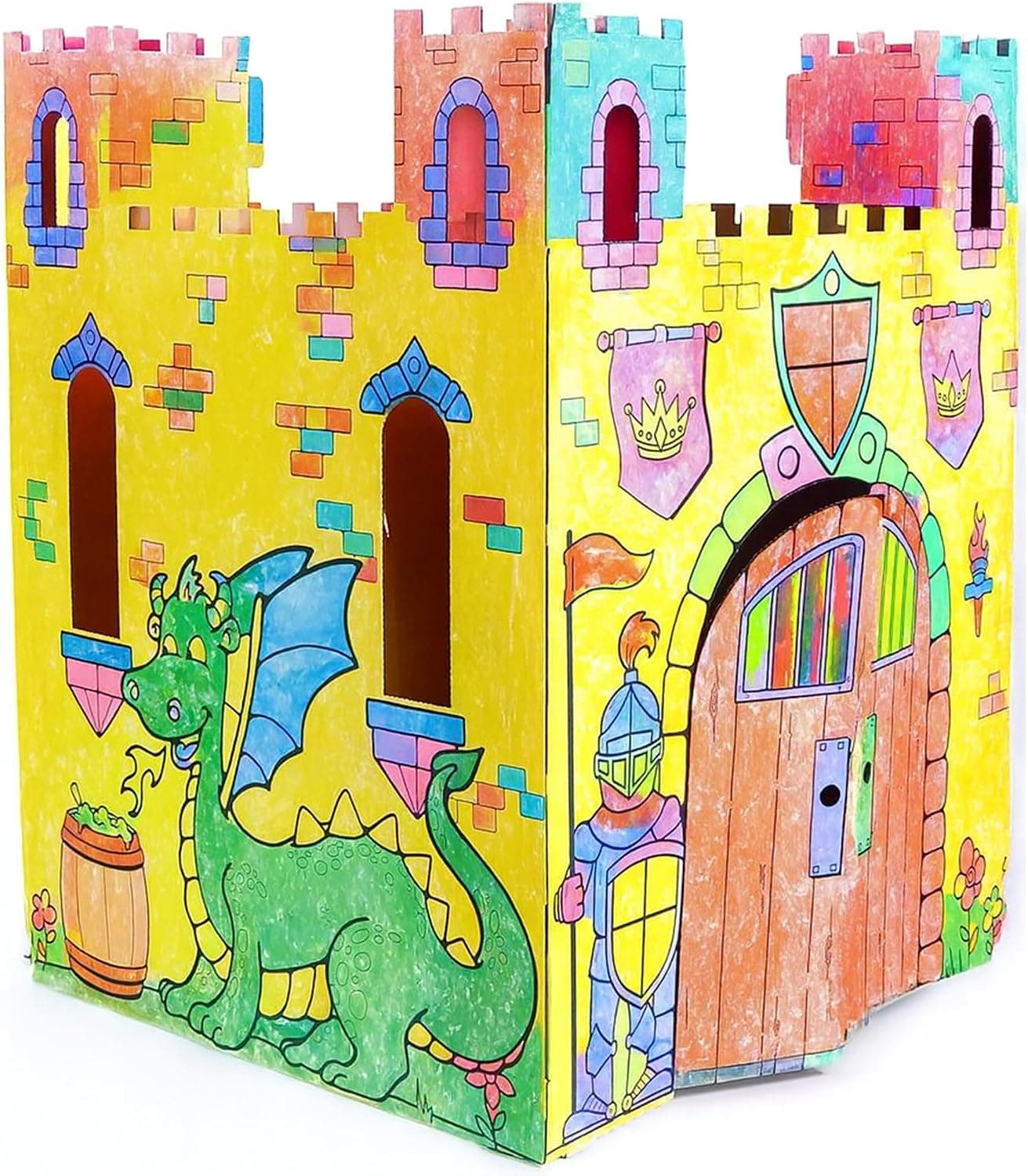 Castillo de cuento de hadas de cartón Easy Playhouse - Fuerte para que los niños coloreen y dibujen - vista alternativa
