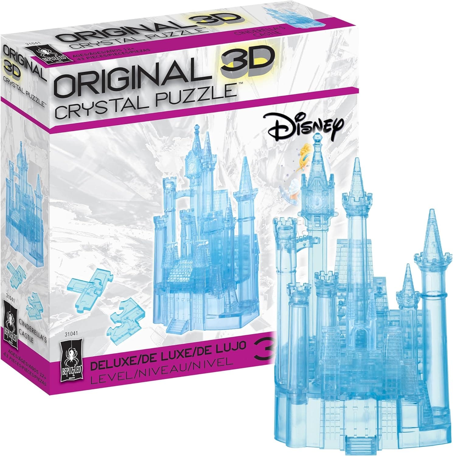 Disney Castillo de Cenicienta Crystal 3D Puzzle Deluxe, 71 piezas, Edades 12+